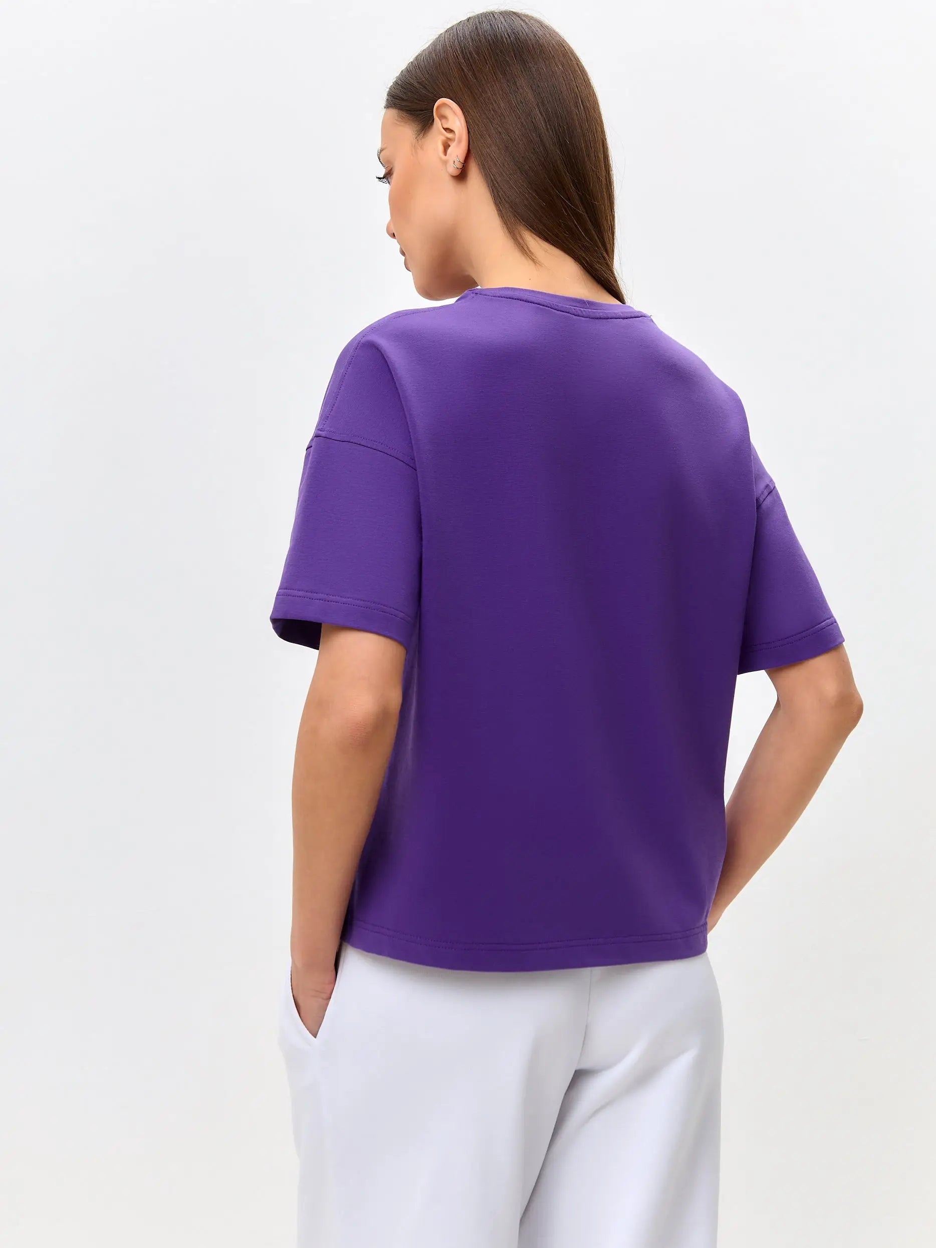 Purple t-shirt white cat walk - Funny Cat T-shirt | For Cat Lovers | CAT by maniita lacitta