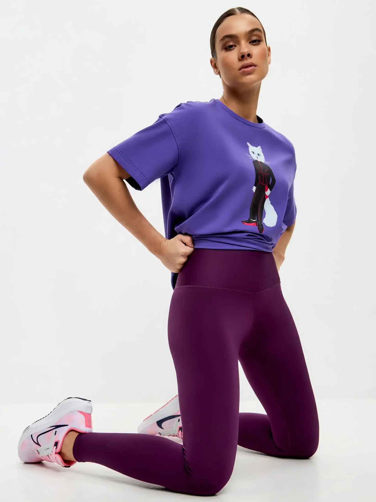 Purple women’s leggins - Funny Cat Bottom | For Cat Lovers | CAT by maniita lacitta
