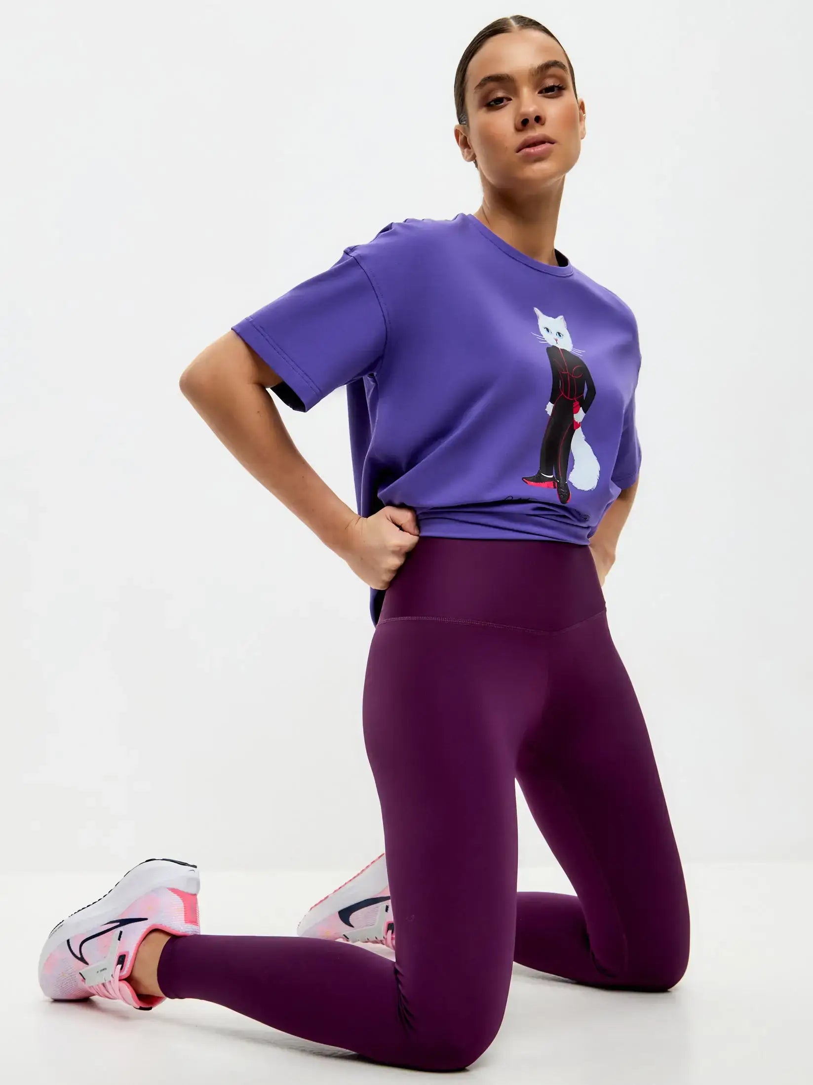 Purple women’s leggins - Funny Cat Bottom | For Cat Lovers | CAT by maniita lacitta