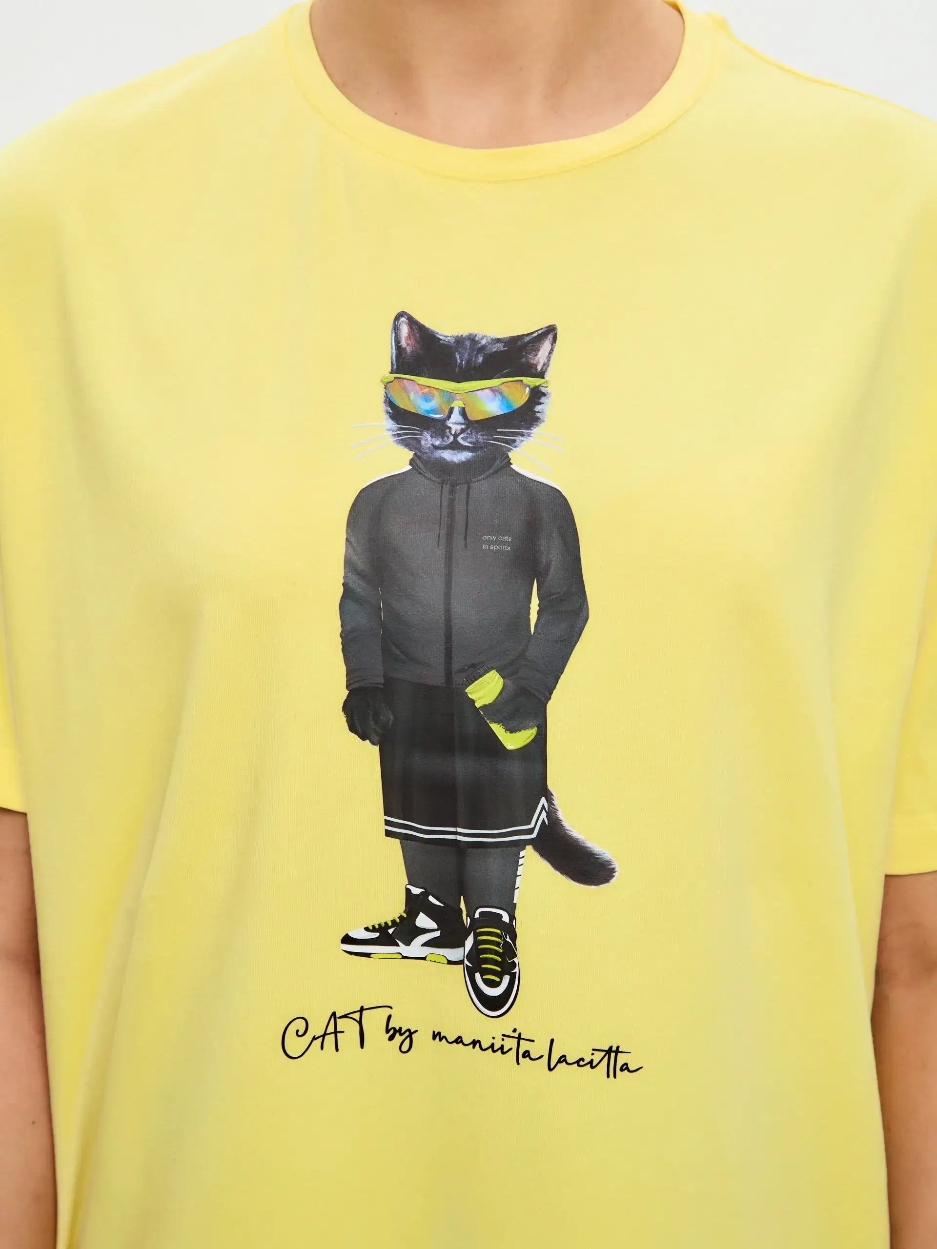 SPORT set: leggins and yellow printed oversized T-shirt SPORT CAT