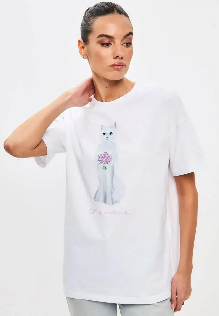 White t-shirt bride cat - Funny Cat T-shirt | For Cat Lovers | CAT by maniita lacitta