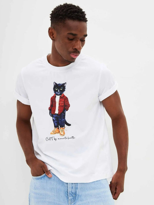 White t-shirt country cat - Funny Cat T-shirt | For Cat Lovers | CAT by maniita lacitta
