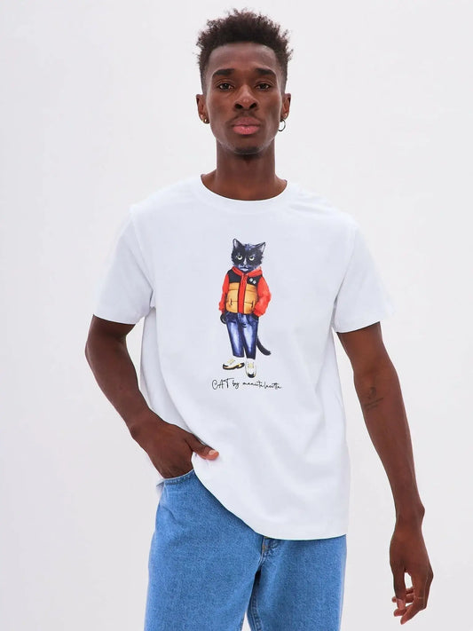 White t-shirt sport casual cat - Funny Cat T-shirt | For Cat Lovers | CAT by maniita lacitta